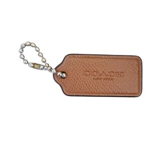 Coach Tan Leather Tag with Gold Chain